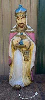 Empire Blow Mold Wise Man King Pink Plastic Lighted Nativity Christmas 35  Tall