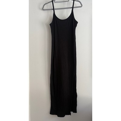 NWT Bershka Ribbed Midi Dress Black Womens Size Small
