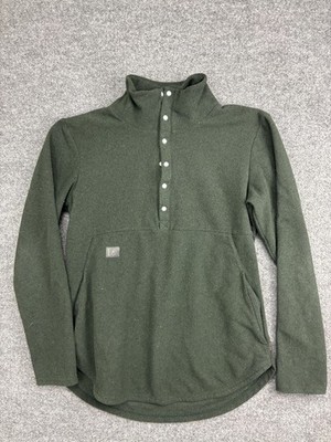 DESO Genevieve Sweatshirt Womens Large Green Fleece Snap Front Mock Neck Jacket