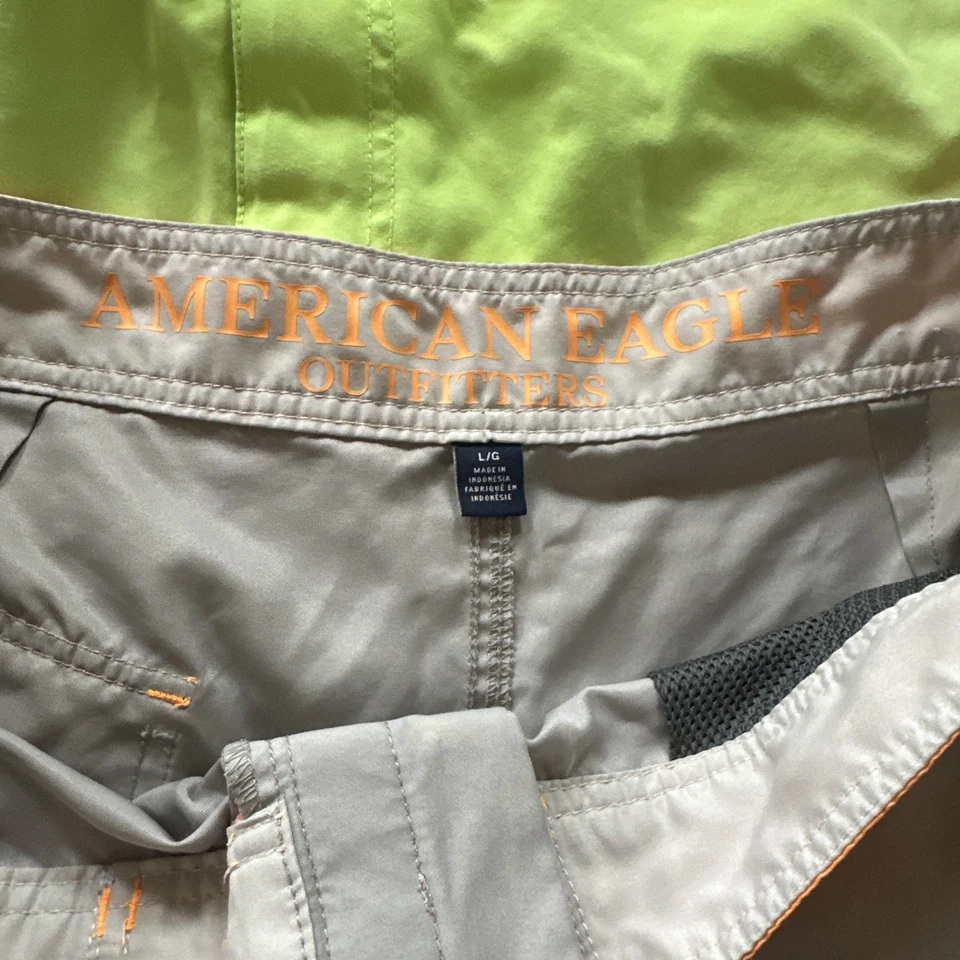 2 shorts de natação American Eagle masculino laranja neon verde tamanho grande - Imagem 4 de 4