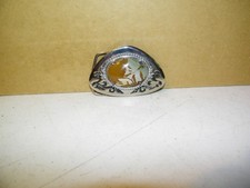 Western Belt Buckle With Multicolor Oval Stone In Goldish Brown Tone