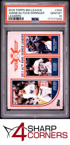 2018 TOPPS BIG LEAGUE LEADERS #304 AARON JUDGE-JOSE ALTUVE PSA 10