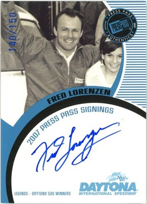 2007 Press Pass Premium Signings Blue Daytona Fred Lorenzen #140/150
