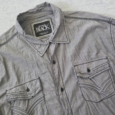 Buckle Black No. 48 Mens XXL Athletic Fit Grey Button Down Shirt
