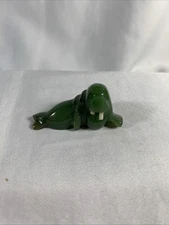 Polished Nephrite Jade Walrus Hand Carved Figurine 2" (tusks broken)