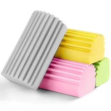 Jeymei 4-Pack Damp Clean Duster Sponge,Reusable 4, Gray/Pink/Green/Yellow 