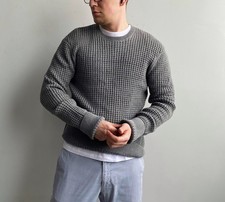 AllSaints Argg Crew Men  s Waffle Knitted Gray Oversized Sweater Size L fits L/XL