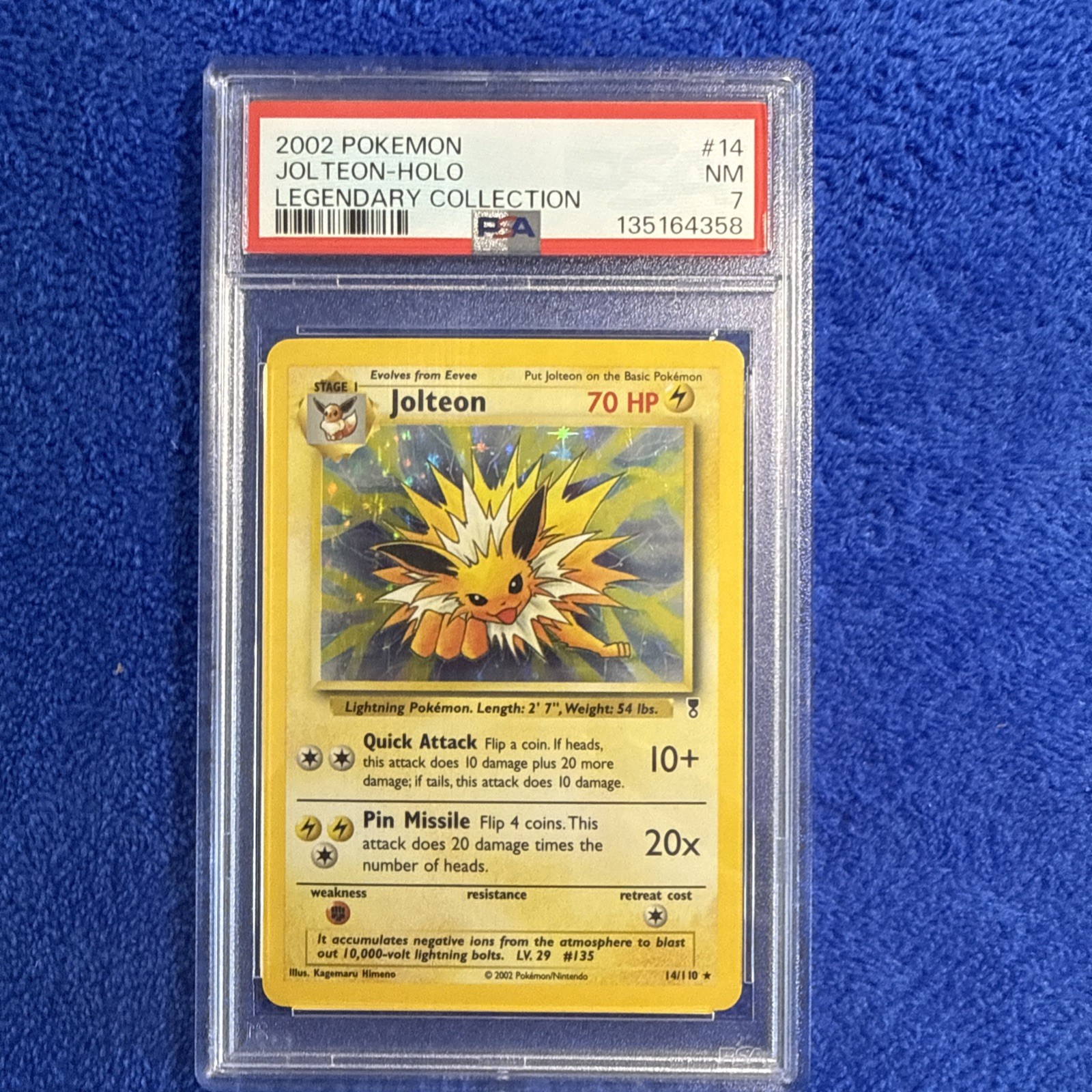 2002 POKEMON LEGENDARY COLLECTION #14 JOLTEON-HOLO PSA 7