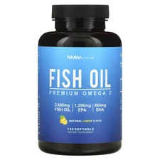 2 X  MAV Nutrition, Omega-3 Fish Oil, Triple Strength, Natural Lemon, 120 Softge