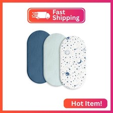 Gllquen Baby Muslin Bassinet Sheets 3 Pack, Breathable Elastic Cozy Fitted Cotto