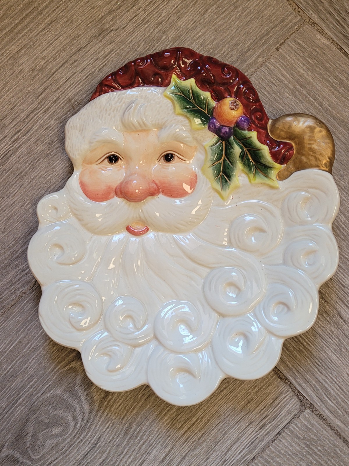 FITZ AND FLOYD CHRISTMAS HOLIDAY SANTA CANAPE COOKIE PLATE, soap dish trinkets
