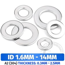 M1.6 M2 M3 M4 M5 M6 - M14 A2 STAINLESS STEEL PENNY REPAIR WASHERS MUDGUARD WASHE
