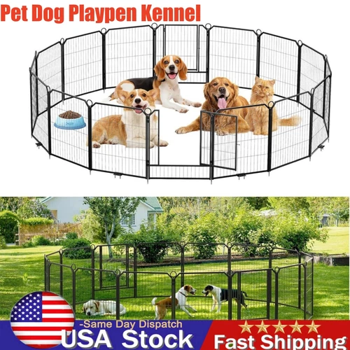 24-40 In 8-16 Panels Heavy Duty Metal Pet Dog Playpen Kennel Exercise Fence Cage