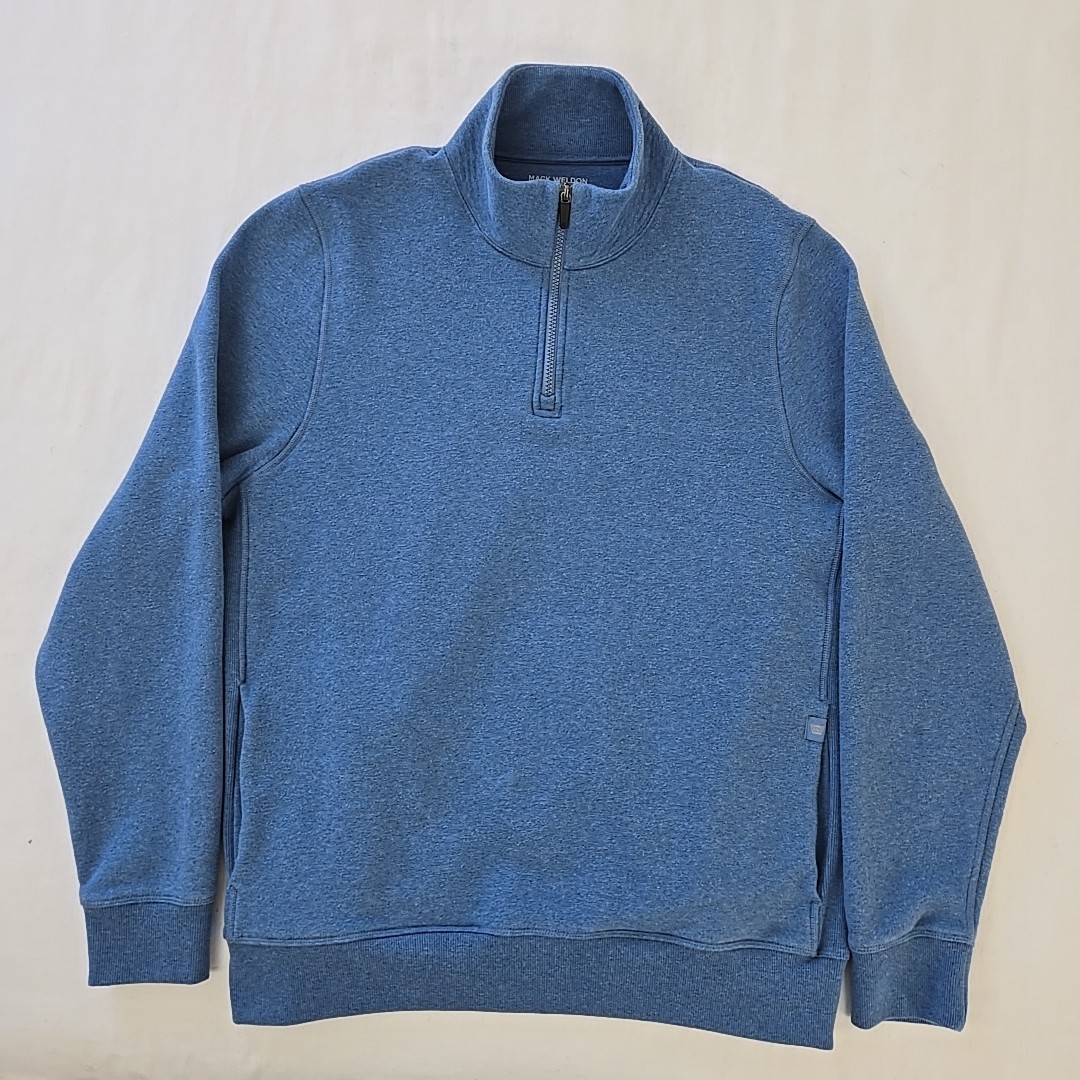 Mack Weldon Ace Half Zip Pullover Ice Storm Heather Blue Men's XL 1/4 Zip