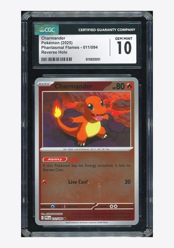 Pokemon CGC 10 GEM MINT Charmander Reverse Holo 2025 011/094 PFL English
