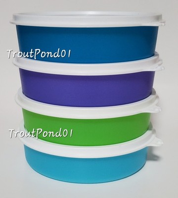 TUPPERWARE Big Wonders 2c Cereal Bowls Leftovers Purple Blue Green Bowl Set 4