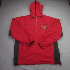 USMC Jacket Mens Large Red Marine Corps Semper Fi Cheneral Hooded Windbreaker
