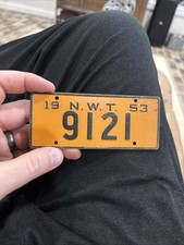 1953 WHEATIES Northwest Territories Canada Metal Mini Bicycle License Plate