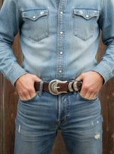 Navajo 4 Piece Ranger Sterling Silver Buckle Set, Native American Vintage Buckle