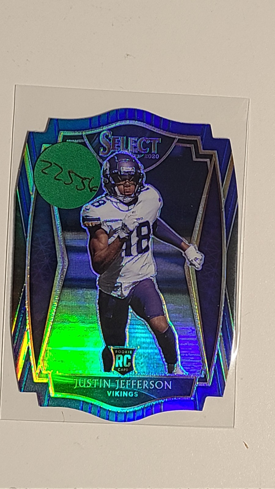 2020 Select Justin Jefferson Premier Level Blue Die Cut Prizm RC Vikings