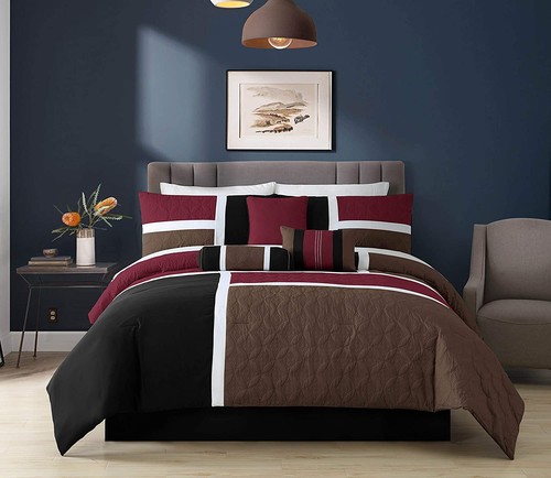 Chezmoi Collection 7-Piece Comforter Set Medallion Patchwork Quilted Bedding Set - Picture 27 of 36