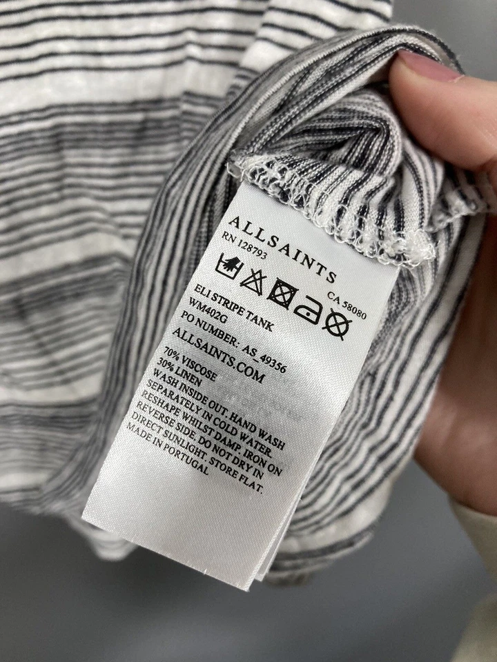 Camiseta sin mangas ALLSAINTS ELI MEZCLA LINO - Talla M - Rayas - Excelente Estado - Para mujer Foto 3 de 4