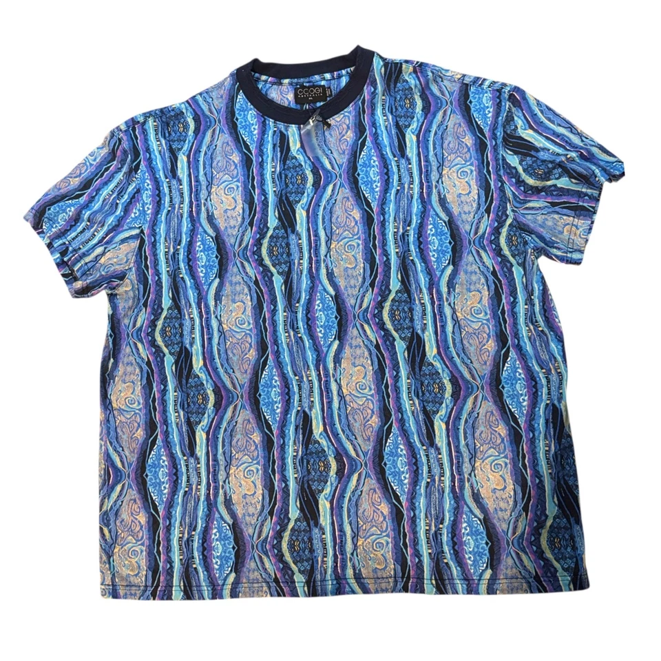 Camiseta clásica vintage Coogi Australia (camiseta azul por todas partes) nueva con etiquetas para hombre 4XL Foto 2 de 4