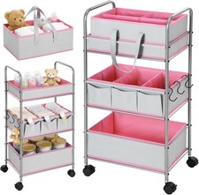 2in1 Baby Diaper Caddy Organizer Cart 3 Tier Large Capacity Metal Utility