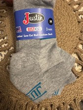 JUSTIN WOMEN'S LOW CUT SOCK LIGHT GREY WITH TURQUOISE LOGO