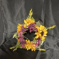 Artificial Sunflower Purple Flower Wreath Door Decoration, 10"
