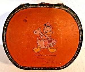 Vtg Walt Disney Neevel Donald Duck Mickey Childs Carrying Doll Case Lunchbox