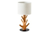 Tischlampe Stoff Holz 58 Cm Hoch E27 Natur Weiß Schwarz Tischleuchte Modern Nach