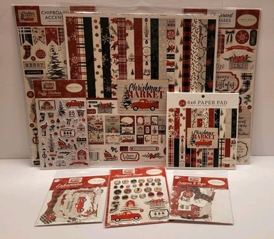 Carta Bella 12x12 CHRISTMAS MARKET LOT Brads Chipboard Stickers Ephemera NEW!!