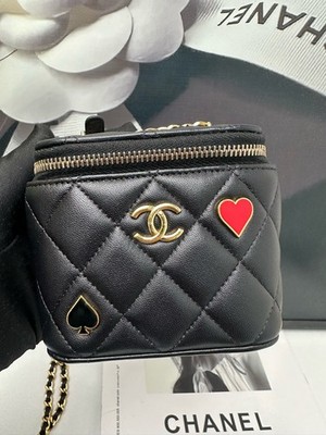 Chanel 23C Vanity Case Vanity Bag Black Leather Chain Shoulder Crossbody Bag