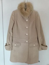 Jolie Loi Angora Wool Coat Tippet Blue Fox Fur Trim Size 40 Used