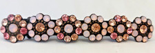 Vintage Michal Negrin Pink Floral Swarovski Crystals Hair Clip, Signed