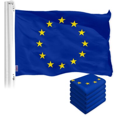 NEW G128 European Union Flag 5-Pack 3x5 FT, Europe Printed 150D Polyester