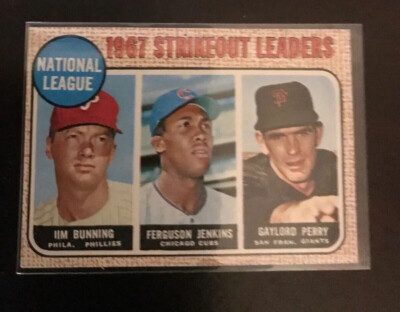 Topps 1967 Strikeout Leaders Gaylord Perry Jim Bunning Fergie Jenkins Base Card