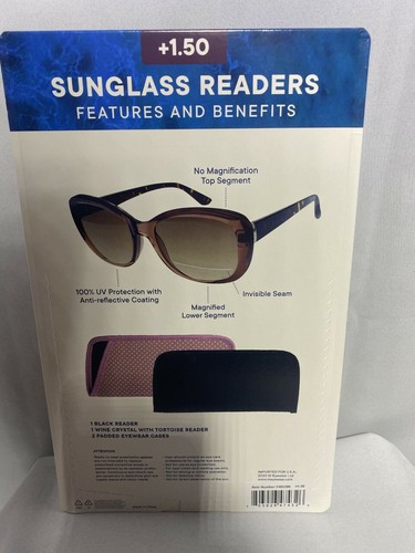 Strength +1.25 +1.50 +1.75 +2.00 +2.50 +2.75 ( 2 Sunglass Readers w 2 Cases NEW - Picture 18 of 28