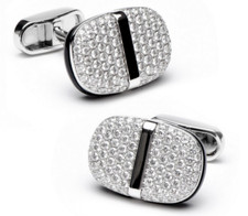 Classic Emerald Cut Purple  White Gemstone Special Men's Fantastic Cuff Links