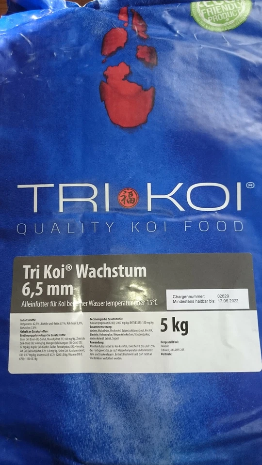 Tri Koi Wachstum - Qualitäts-Koifutter aus der Schweiz - 6,5 mm - 5 kg