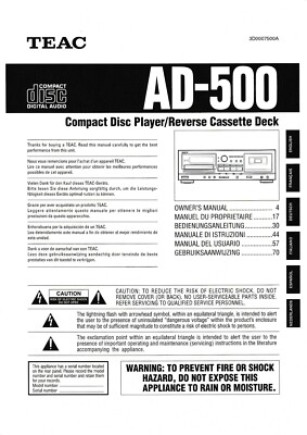 Bedienungsanleitung-Operating Instructions für Teac AD-500 