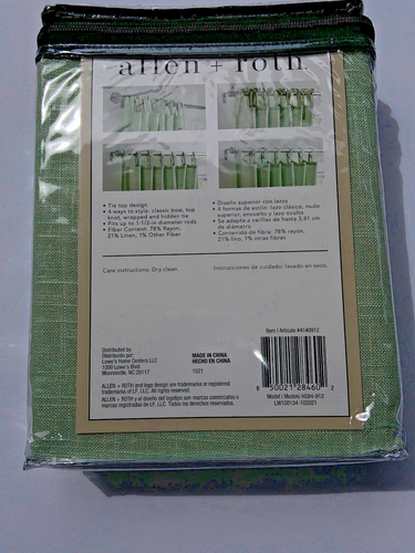 NUOVE tende filtranti luce Allen + ROTH "HARLOW" verde mare # 4140912 Lowe's - Foto 7 di 10
