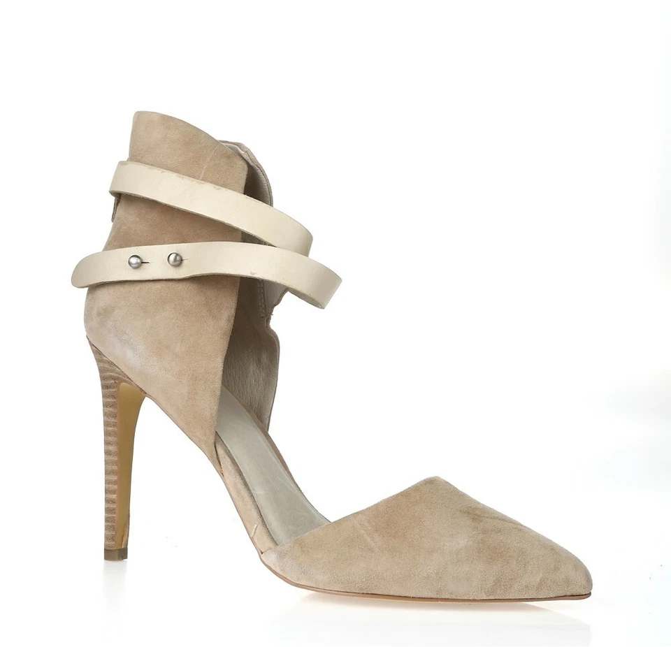 Mujer JOES Beige Gamuza Correa al Tobillo Punta Punta Punta Tacones Delgados Talla 8.5 M - Imagen 4 de 4