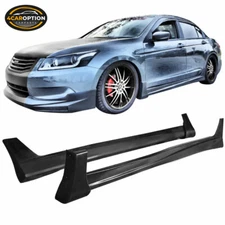 Fits 08-12 Honda Accord 4DR JDM Mugen Style PU Side Skirt Rocker Panel Extension