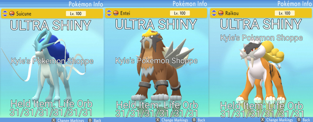 SUICUNE ENTEI RAIKOU Ultra Shiny 6IV Pack // Pokemon Sword and -  Hong  Kong