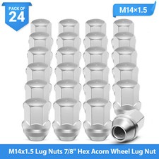 24x Factory Style Chrome Lug Nuts M14x1.5 78 For Chevy Tahoe Gmc Yukon 5.3l