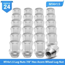 24pcs M14x1.5 Lug Nuts 7/8" Hex Acorn Wheel Lug Nuts Factory Chrome
