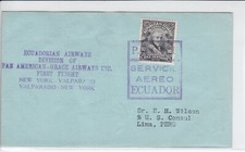 ECUADOR   1929  FIRST FLIGHT NEW YORK - VALPARAISO  LETTER TO LIMA