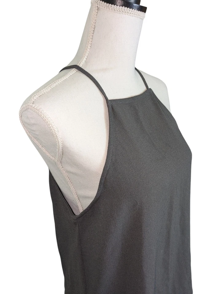 Camiseta sin mangas 2pkAmerican Apparel gris crepé/negro talla pequeña cuello alto correa de espagueti Foto 2 de 4